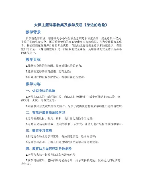 大班主题详案教案及教学反思《身边的危险》