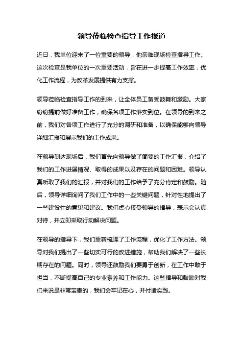 领导莅临检查指导工作报道
