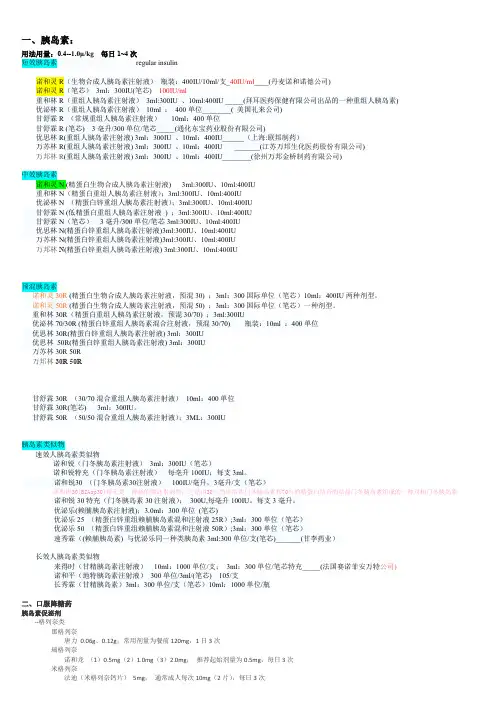 最全最新糖尿病药物及胰岛素剂型用法整理