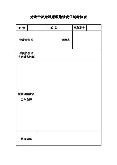 党政干部党风廉政建设责任制考核表