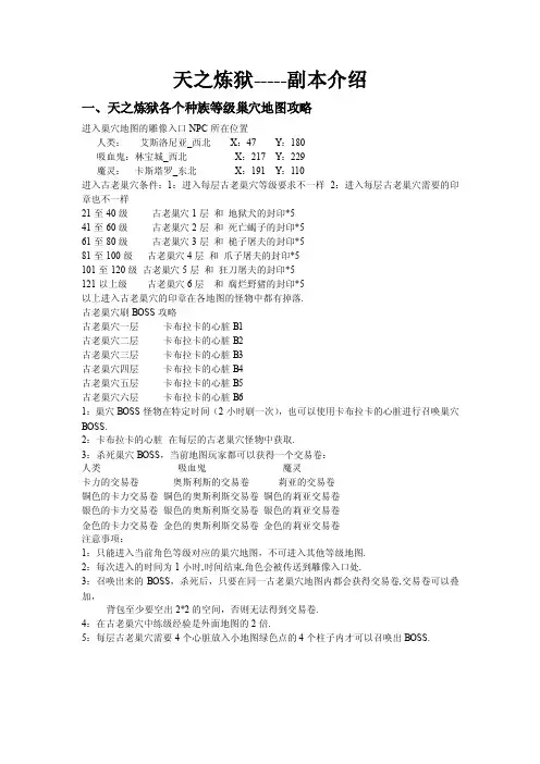 天之炼狱副本介绍