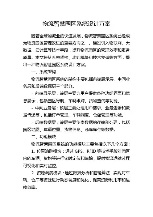 物流智慧园区系统设计方案