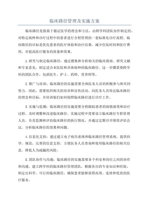 临床路径管理及实施方案