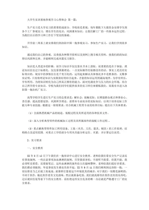 大学生实训基地参观学习心得体会 5篇