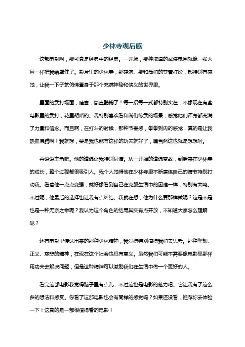 少林寺观后感