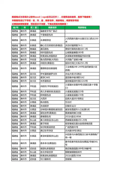 新版福建省漳州市蛋糕房工商企业公司名录名单黄页大全464家