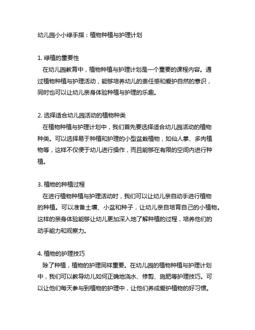 幼儿园小小绿手指：植物种植与护理计划
