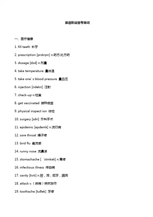 英语听说常考单词