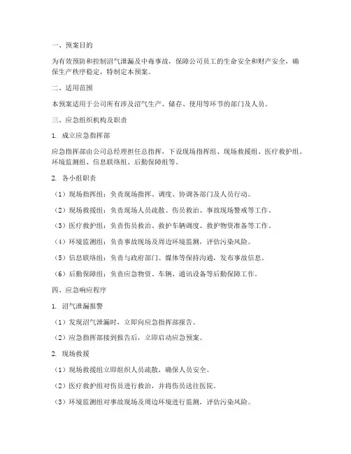 沼气应急处理预案