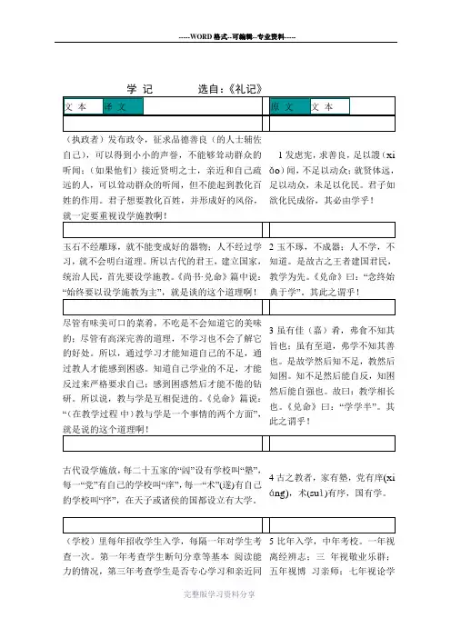 《学-记》原文及翻译