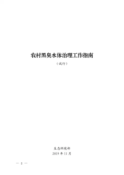 农村黑臭水体治理工作指南(试行)