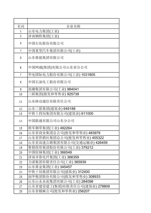 济南百强企业排名