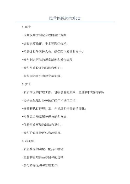 民营医院岗位职责