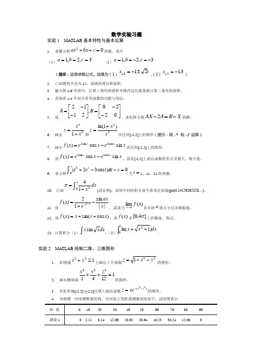 数学实验习题