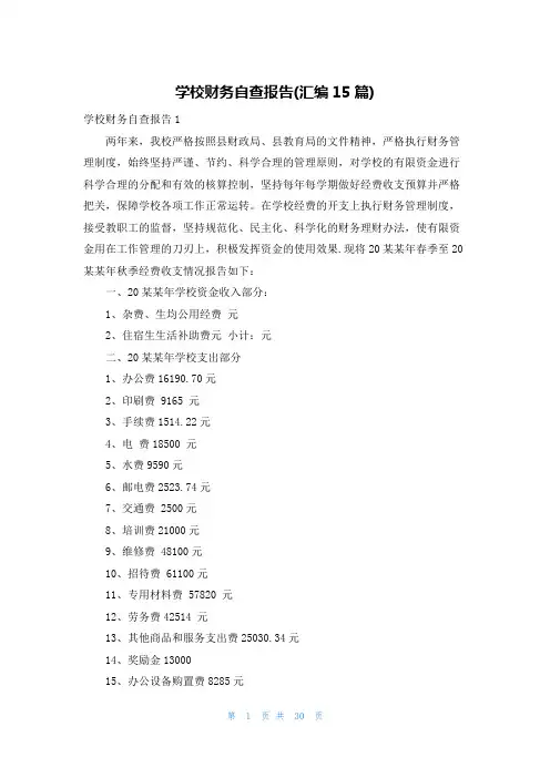 学校财务自查报告(汇编15篇)