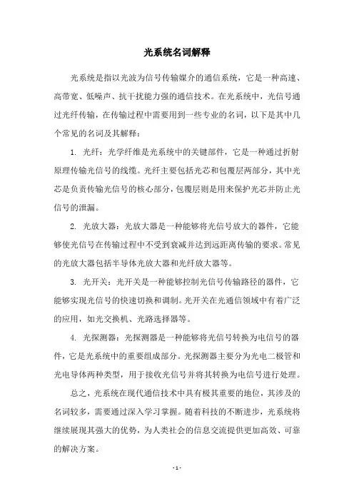 光系统名词解释