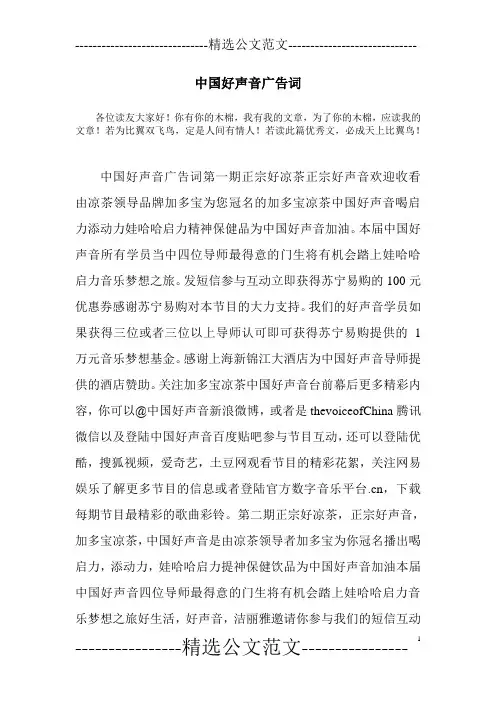 中国好声音广告词