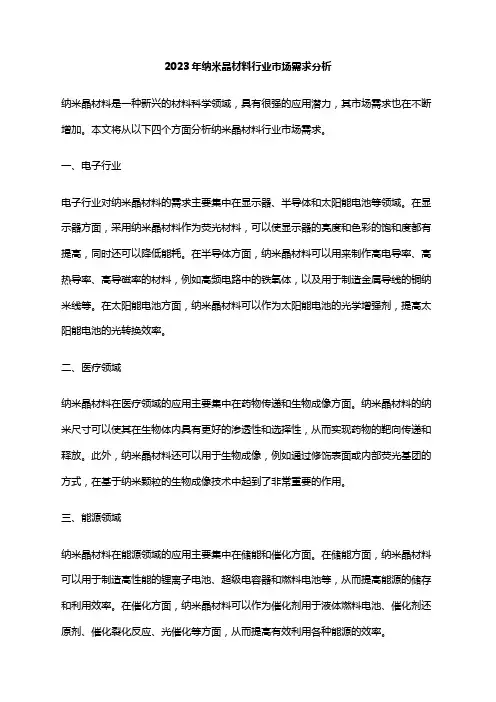 2023年纳米晶材料行业市场需求分析