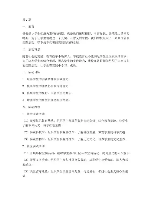 小学生署假实践活动总结(3篇)