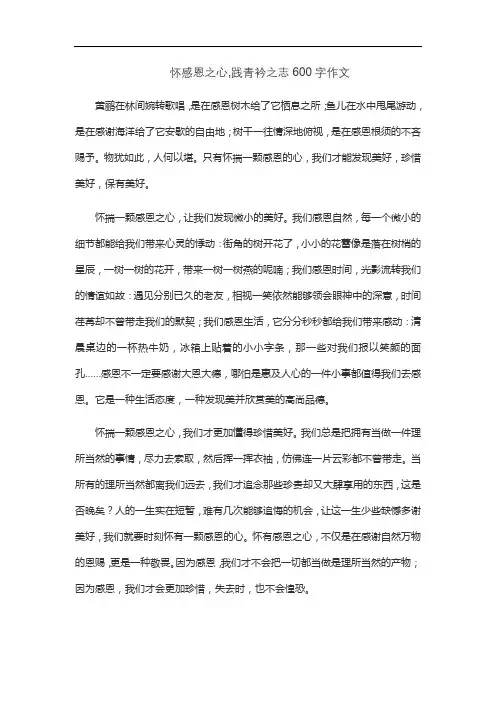 怀感恩之心,践青衿之志600字作文