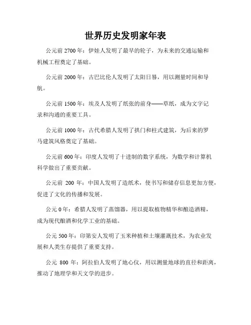 世界历史发明家年表
