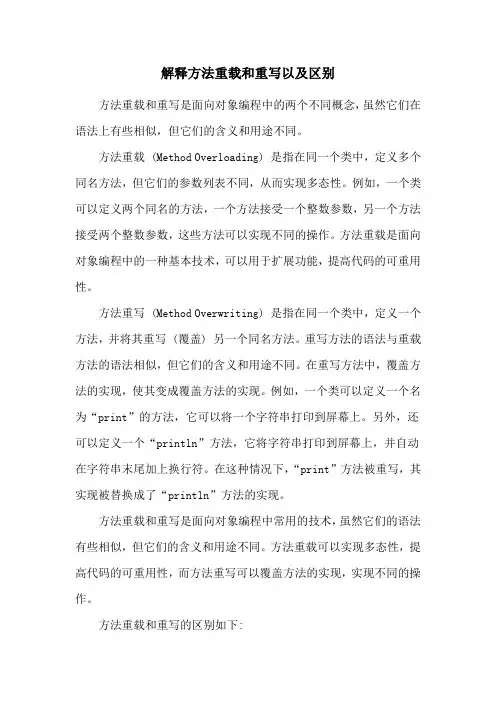 解释方法重载和重写以及区别