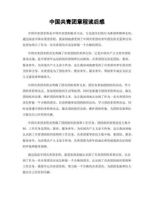 中国共青团章程读后感