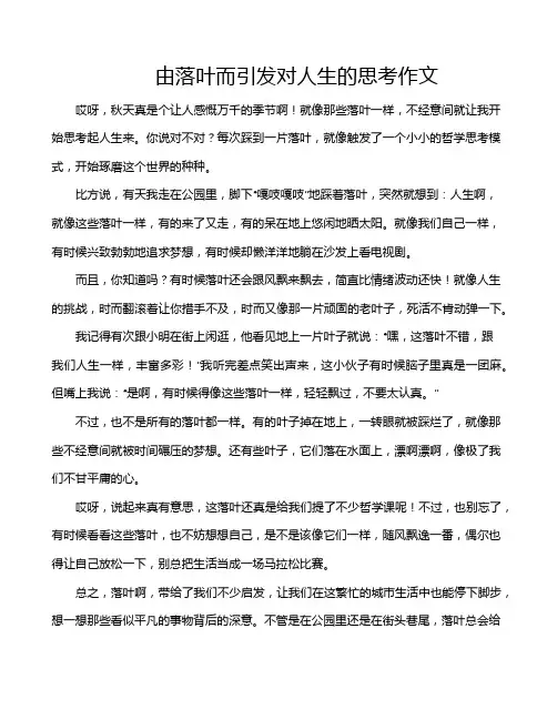 由落叶而引发对人生的思考作文