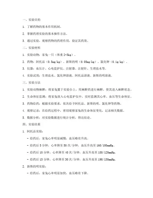 药理实验报告