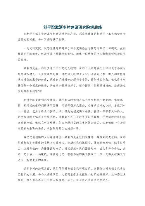 邹平梁漱溟乡村建设研究院观后感