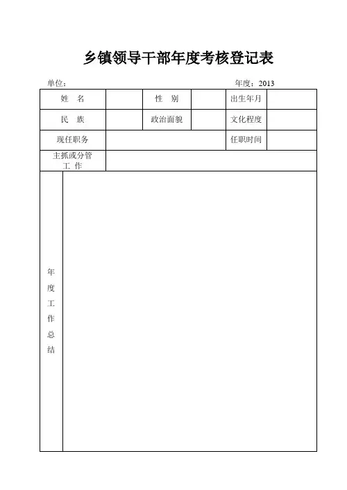 乡镇领导干部年度考核登记表