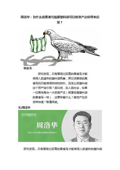 周洛华：为什么说黑鸢鸟炫耀塑料袋可以给资产定价带来启发？