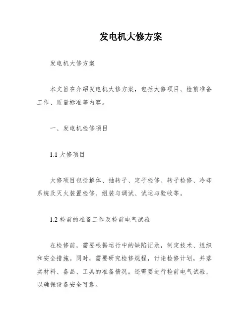 发电机大修方案