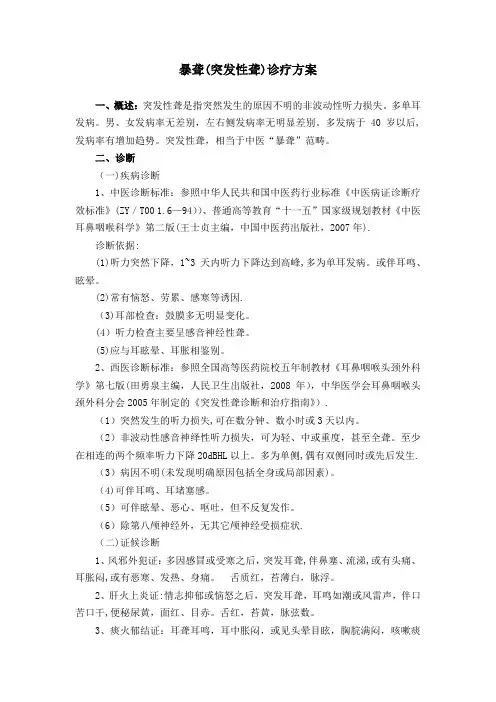 中医耳鼻喉优势病种诊疗方案