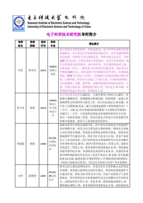 电子科技大学导师介绍