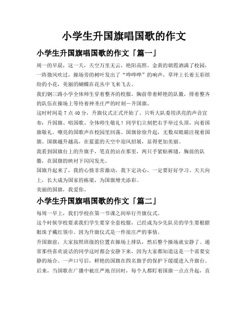 小学生升国旗唱国歌的作文