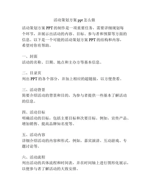 活动策划方案ppt怎么做