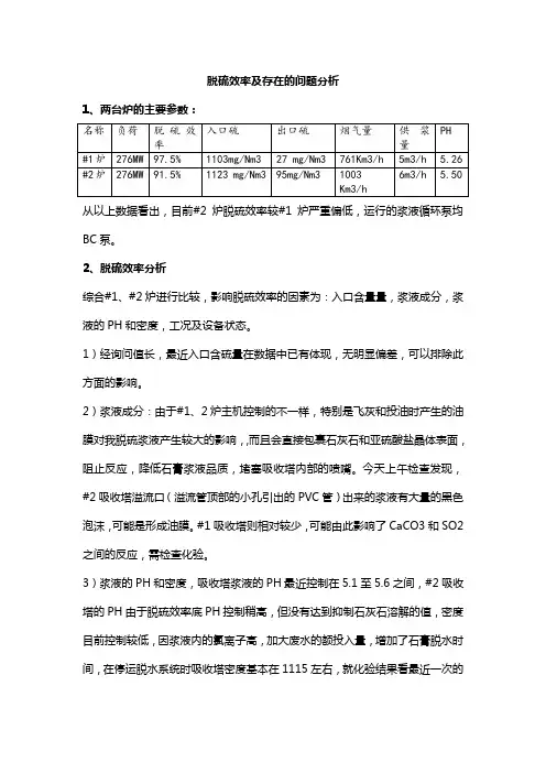 脱硫效率及氯离子高分析