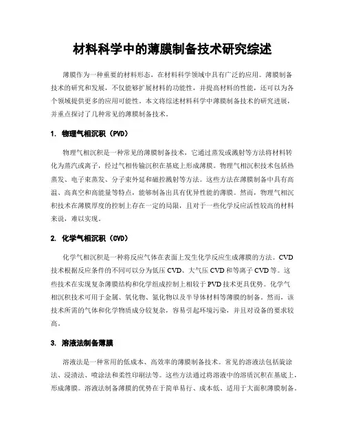 材料科学中的薄膜制备技术研究综述