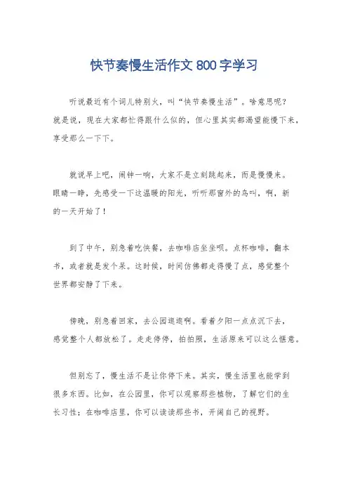 快节奏慢生活作文800字学习