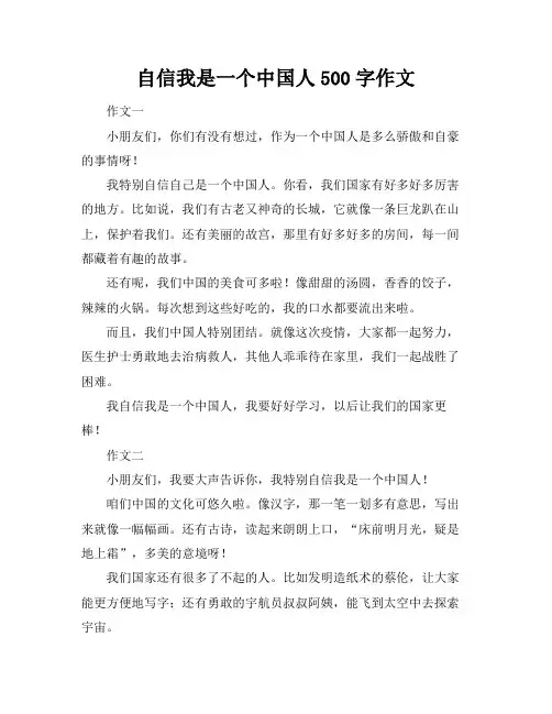 自信我是一个中国人500字作文