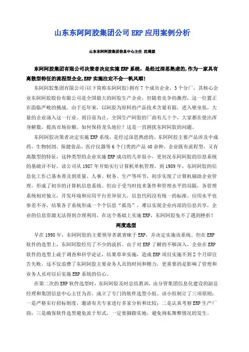 某某集团公司ERP应用案例分析