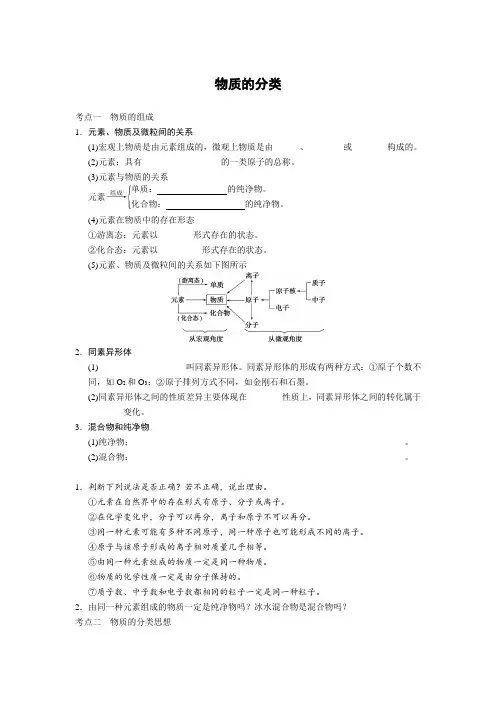 高三化学大一轮复习-物质的组成、性质和分类
