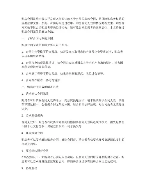 购房合同无效的解决办法