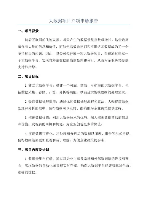 大数据项目立项申请报告