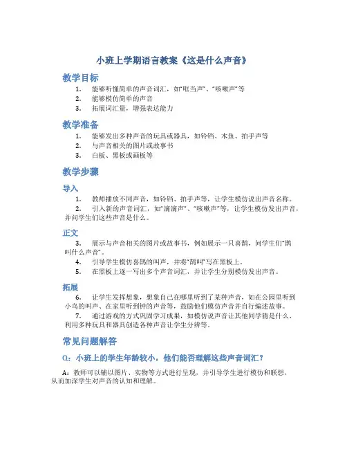小班上学期语言教案《这是什么声音》