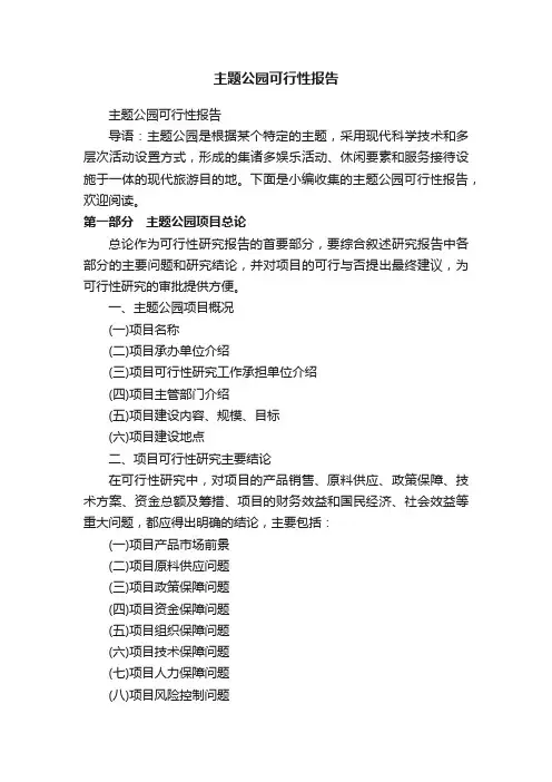 主题公园可行性报告