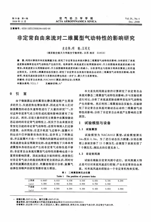 非定常自由来流对二维翼型气动特性的影响研究