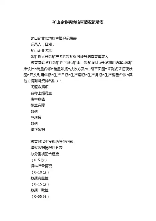 矿山企业实地核查情况记录表