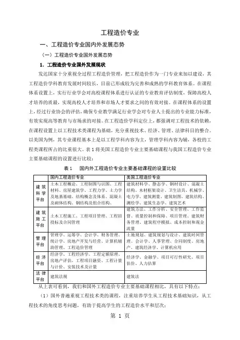 工程造价国内外发展态势研究共21页